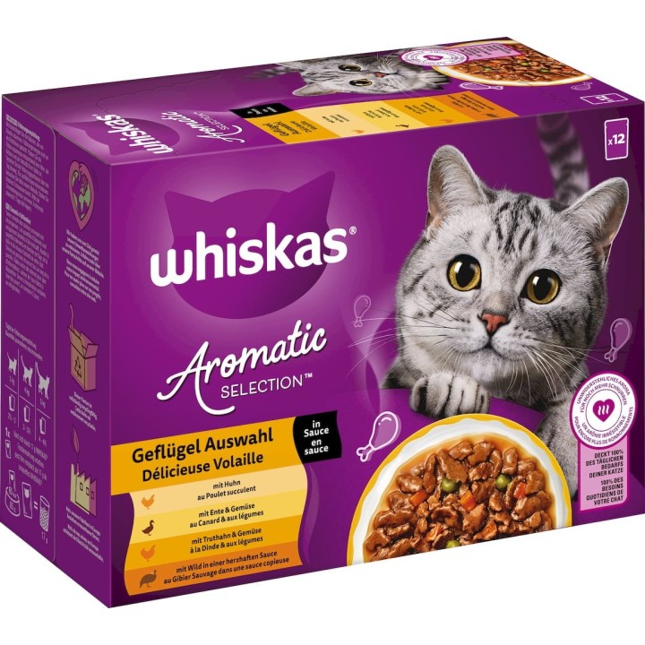 Whiskas Multipack 12 x 85 g - Aromatic SELECTION™ 'Geflügel Auswahl in Sauce' - 1.020 g