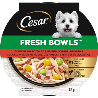Cesar Fresh Bowls Geflügel mit rotem Reis, grünen Bohnen & Kürbis - 85 g
