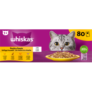 Whiskas Megapack 80x85g Geflügel Auswahl in Gelee 1+ - 6.800 g