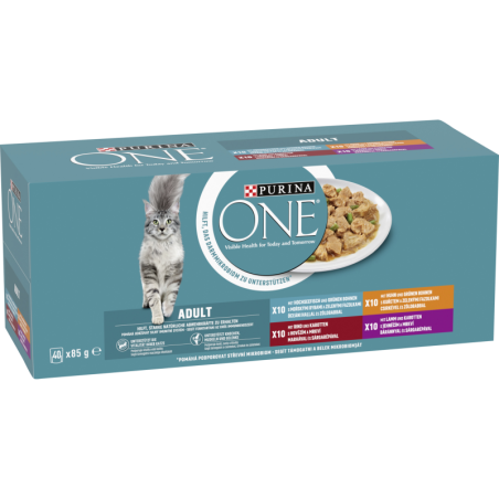 PURINA ONE Megapack Adult Huhn, Rind, Lamm, Fisch 40 x 85g - 3.400 g