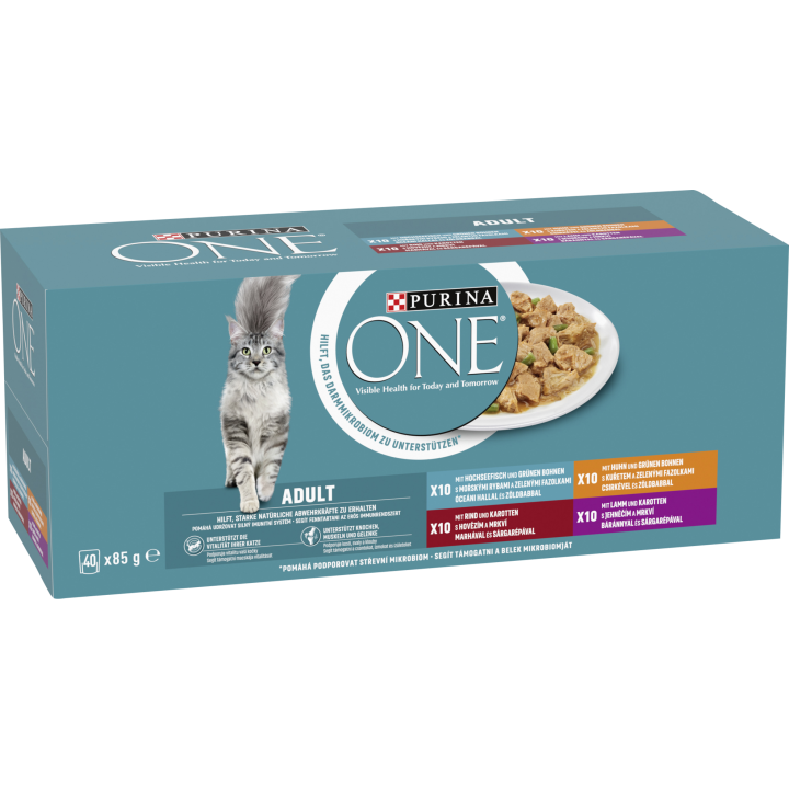 PURINA ONE Megapack Adult Huhn, Rind, Lamm, Fisch 40 x 85g - 3.400 g