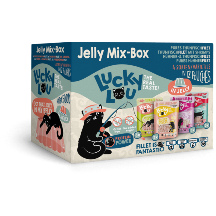 Lucky Lou Extra Food Pouch Jelly-Mix-Box 12x70g - 840 g