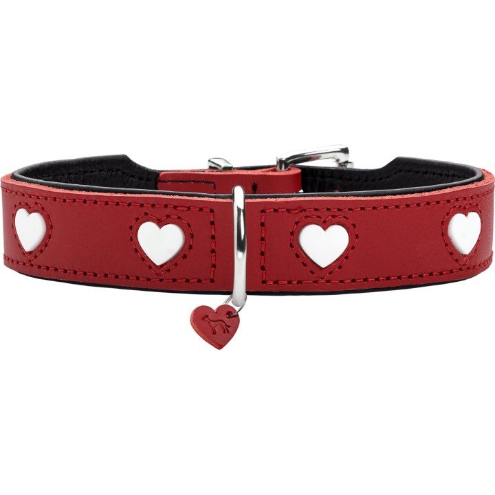 Hunter Halsband Love Rindsleder rot/schwarz - S-M (42)