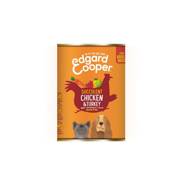 Edgard & Cooper Adult Hundefutter - Dosen - Huhn & Truthahn - 6 x 400 g