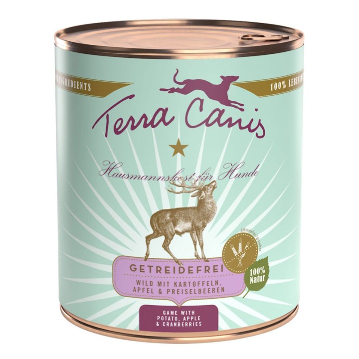 Terra Canis Getreidefrei 6 x 800 g - Wild mit Kartoffeln, Apfel und Preiselbeeren