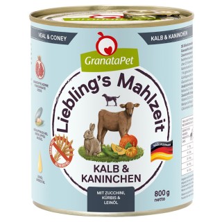 GranataPet Liebling's Mahlzeit 6 x 800 g - Kalb & Kaninchen