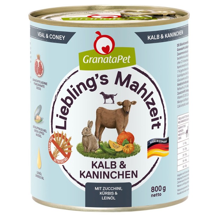 GranataPet Liebling's Mahlzeit 6 x 800 g - Kalb & Kaninchen