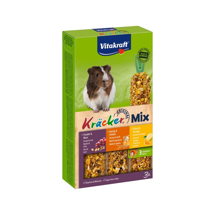 Vitakraft Meerschweinchen Kräcker - Trio-Mix Honig/Nuss/Zitrus - 3 Stück