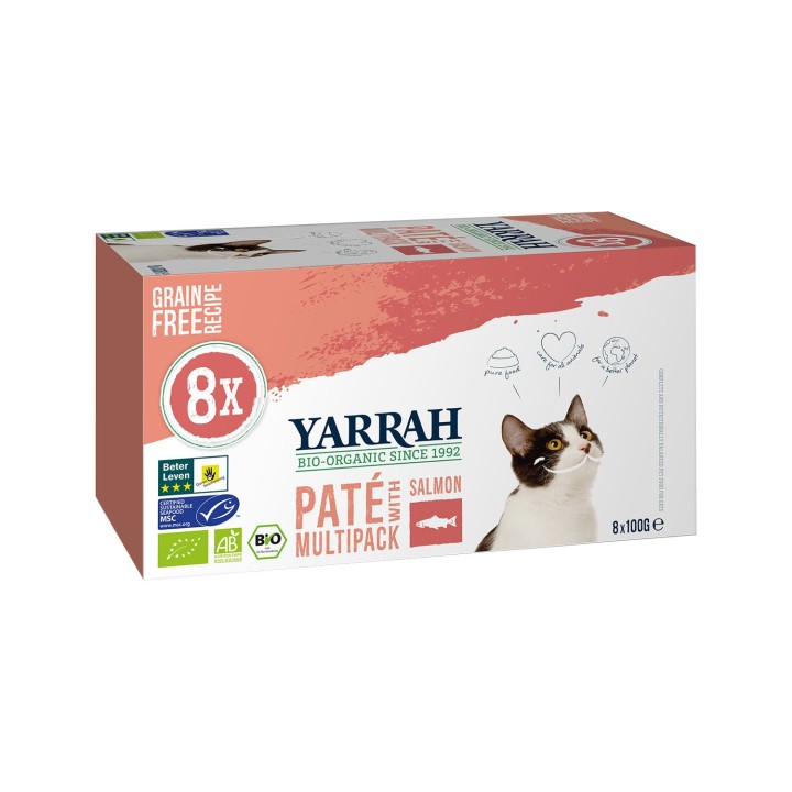 Yarrah Multipack Bio Paté Katzenfutter - Lachs - 8 x 100 g