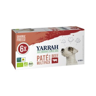 Yarrah Multipack Bio Paté Hundefutter - Schälchen - Rind - 6 x 150 g