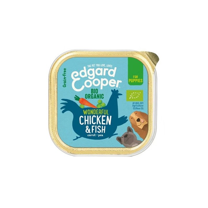 Edgard & Cooper Biologisch Puppy - Huhn & Fisch - im Schälchen - 17 x 100 g