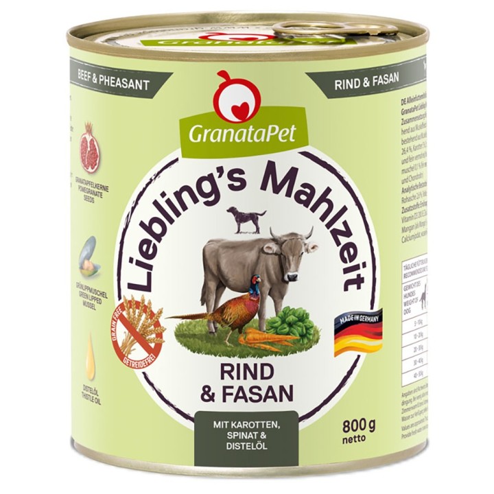 GranataPet Liebling's Mahlzeit 6 x 800 g - Rind & Fasan