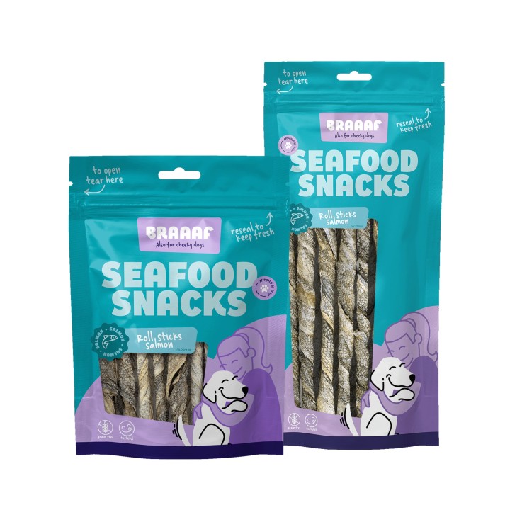 Braaaf Fischsnack Lachs-Rolle Twister - 12 cm - 70 g