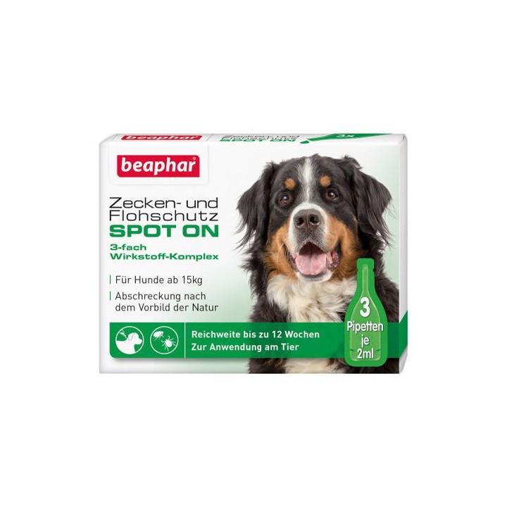 Beaphar Zecken- und Flohschutz Spot-On für große Hunde - 3 x 2 ml