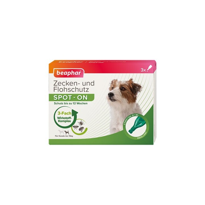 Beaphar Zecken- und Flohschutz Spot-On für kleine Hunde - 3 x 1 ml