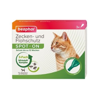 Beaphar Zecken- und Flohschutz Spot-On für Katzen - 3 x 0,8 ml