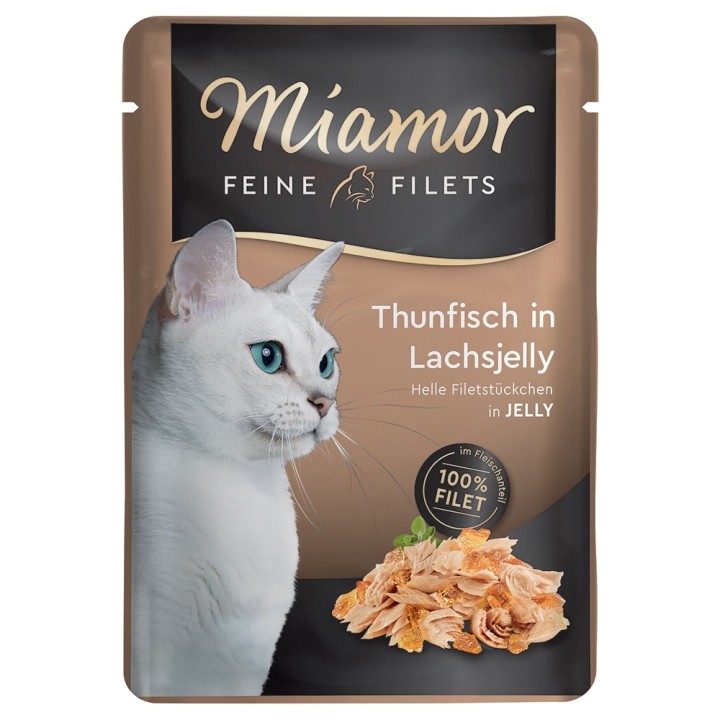 Sparpaket Miamor Feine Filets 24 x 100 g - Thunfisch in Lachsjelly