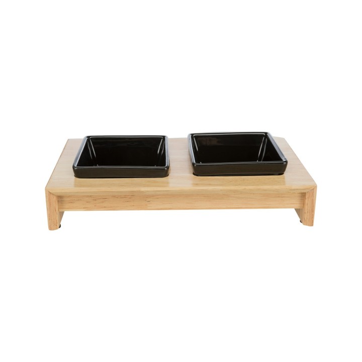 Trixie Napf-Set - Keramik/Holz - 0,4 l - 36 x 19 x 7 cm