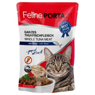 Feline Porta 21 Frischebeutel 6 x 100 g - Thunfisch mit Rind (getreidefrei)