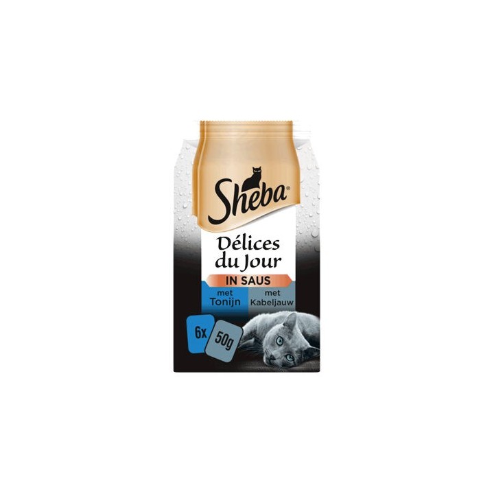 Sheba Délices Du Jour Thunfisch & Kabeljau in Sauce - 6 x 50 g
