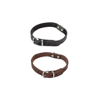 Beeztees Hundehalsband Leder - Braun - 42 cm x 16 mm