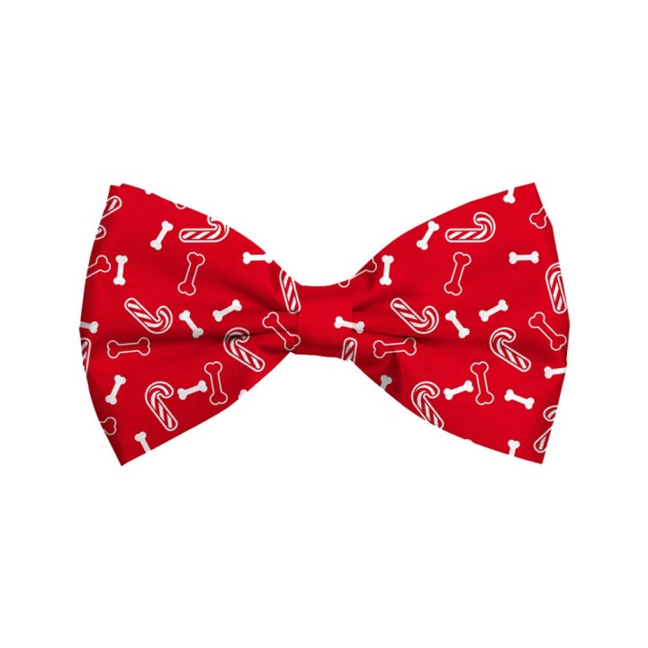 Bow Tie Xmas Bones Candy - Red - Dog - S