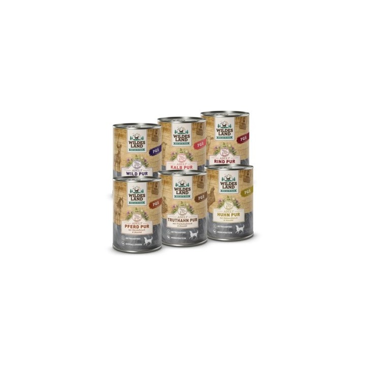 Wildes Land | Nassfutter Mixpaket groß | PUR Adult | 6 x 400 g