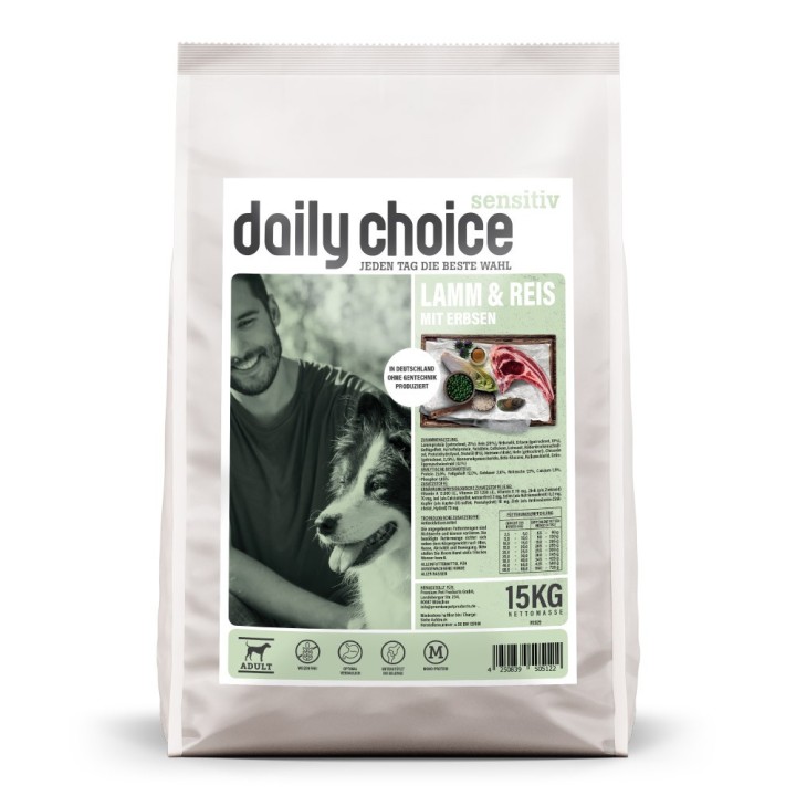 daily choice | Lamm und Reis mit Erbsen | Sensitiv | 15 kg
