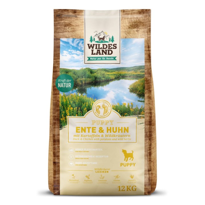 Wildes Land | Ente & Huhn mit Kartoffel | Classic Puppy | 2 x 12 kg