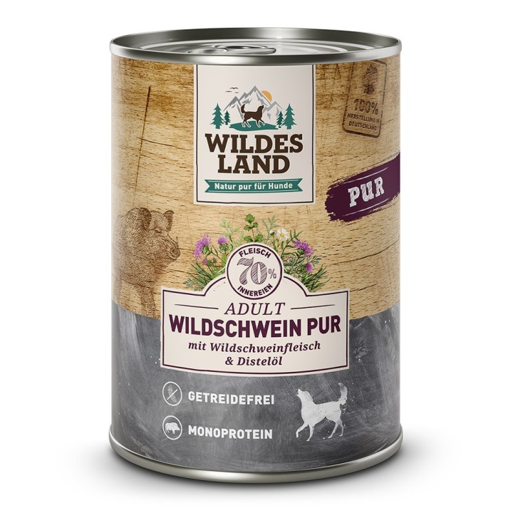 Wildes Land | Wildschwein mit Distelöl | PUR Adult | 6 x 400 g