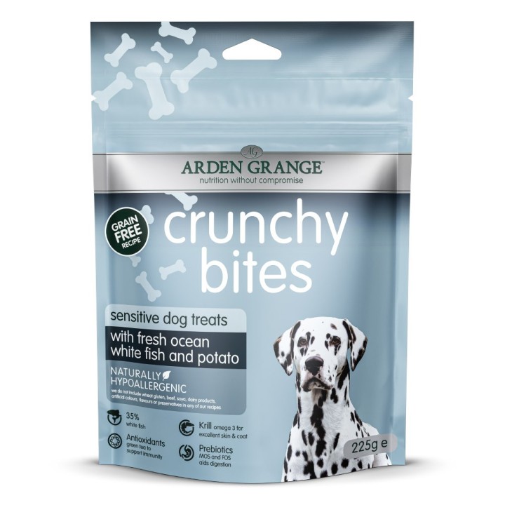 Arden Grange | Getreidefrei Weißfisch & Kartoffel | Crunchy Bites Sensitive | 225 g