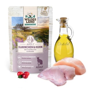 Wildes Land | Kaninchen und Huhn mit Distelöl | Classic Adult | 12 x 100 g