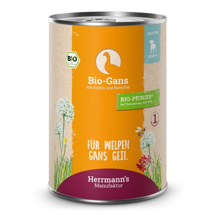 Herrmann's | Bio Gans mit Kürbis & Kartoffel | Selection Puppy | 12 x 400 g
