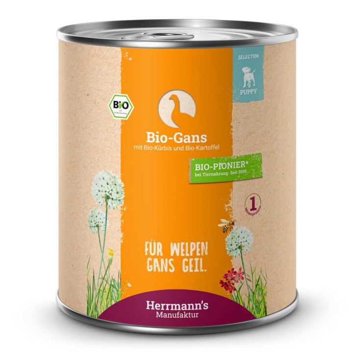 Herrmann's | Bio Gans mit Kürbis & Kartoffel | Selection Puppy | 12 x 800 g