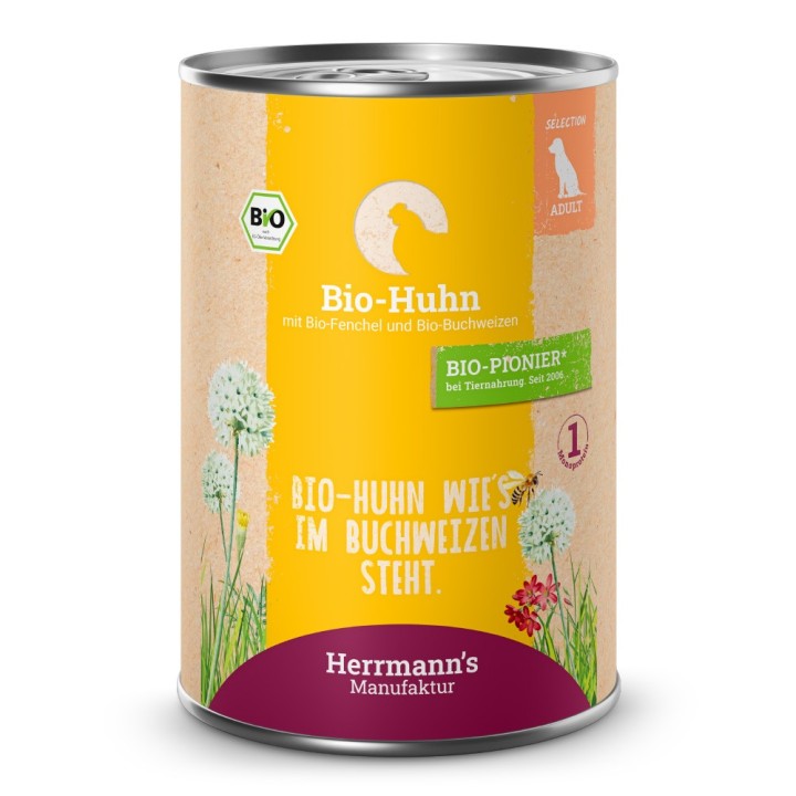 Herrmann's | Bio Huhn mit Fenchel & Buchweizen | Selection Adult | 12 x 400 g