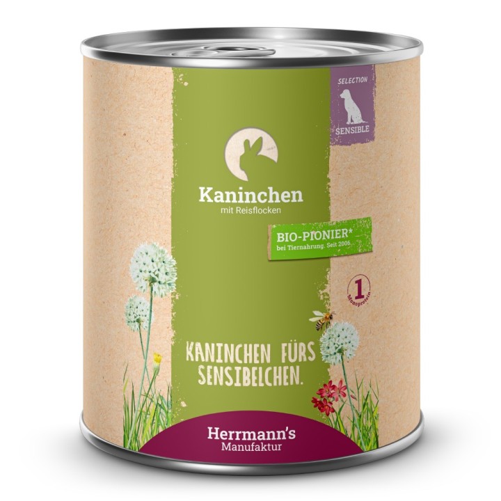 Herrmann's | Kaninchen mit Reisflocken | Selection Sensible | 12 x 800 g