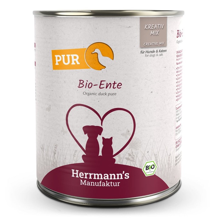 Herrmann's | Bio Ente Reinfleisch | Kreativ-Mix | 12 x 800 g