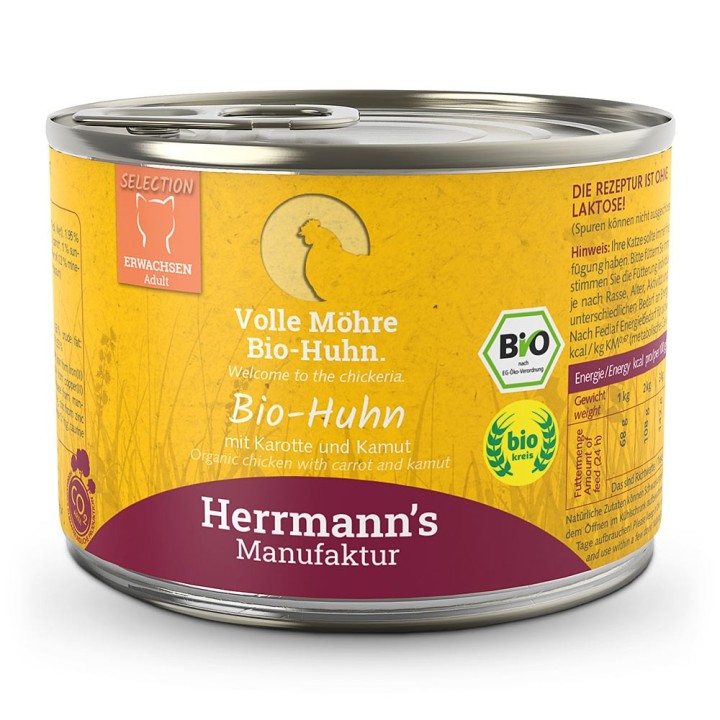 Herrmann's | Bio Huhn mit Karotte & Kamut | Selection Adult | 12 x 200 g