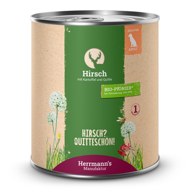 Herrmann's | Hirsch mit Kartoffel und Quitte | Selection Adult | 12 x 800 g