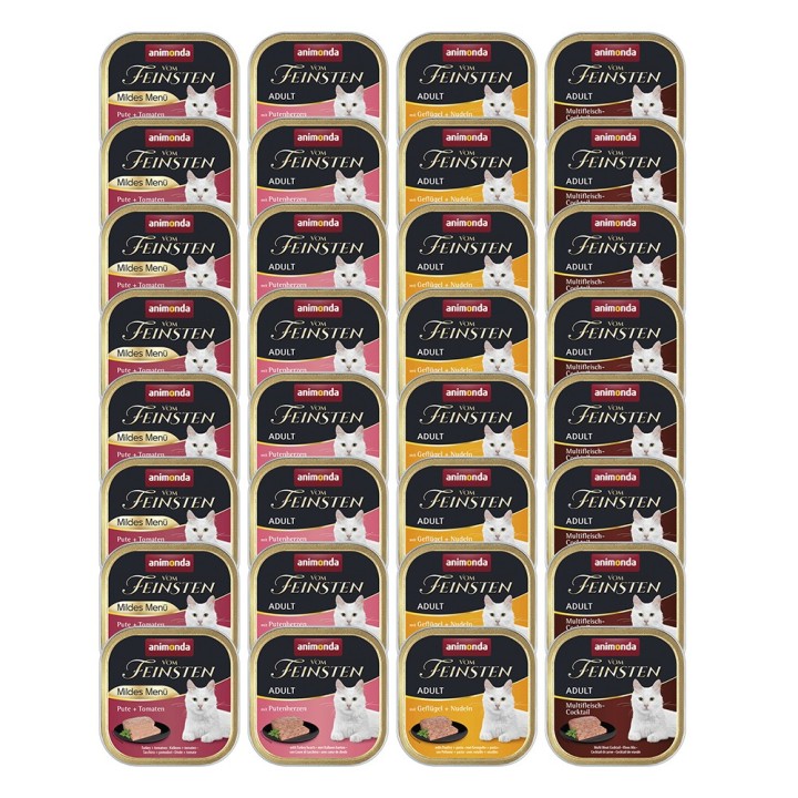 Mixpaket animonda Vom Feinsten 32 x 100 g - Fleisch Vielfalt mit Geflügel (4 Sorten)