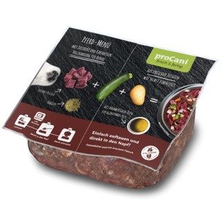 proCani BARF Pferd Menü - mit Zuchini und Kartoffeln getreidefrei - 16 x 500 g