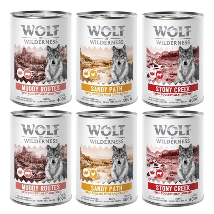 Wolf of Wilderness Senior - mit viel frischem Geflügel 6 x 400 g - Mixpaket