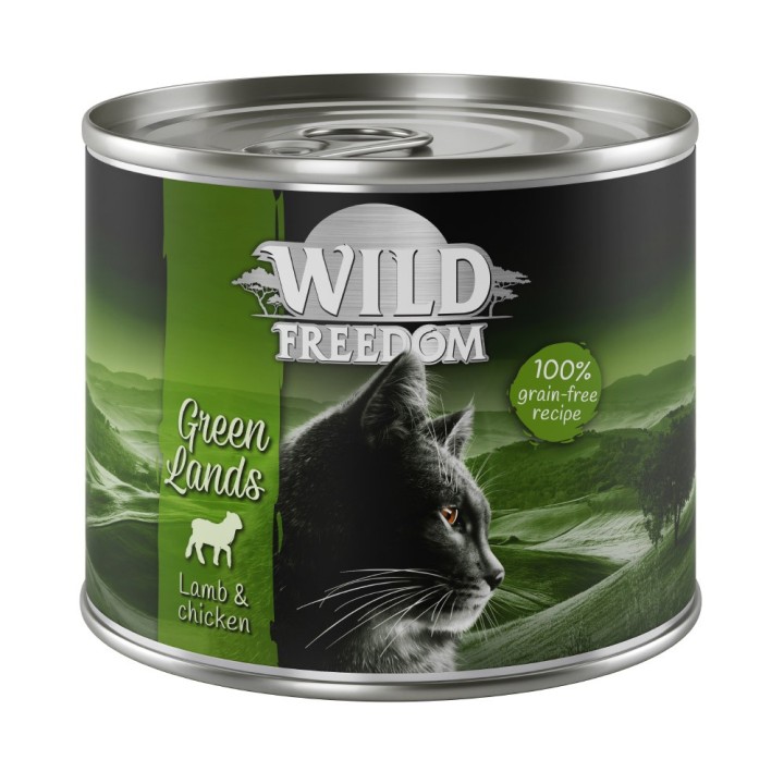 Wild Freedom Probierpaket: 400 g Trockenfutter + 6 x 200  /  70 g Nassfutter - Adult Green Lands Lamm + gemischtes Paket 6 x