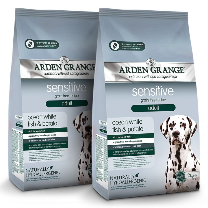 Arden Grange | Getreidefrei Weißfisch & Kartoffel | Sensitive Adult | 2 x 12 kg