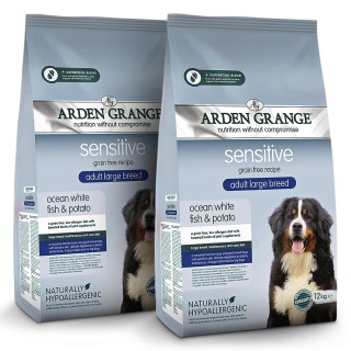 Arden Grange | Getreidefrei Weißfisch & Kartoffel | Sensitive Large Breed Adult | 2 x 12 kg