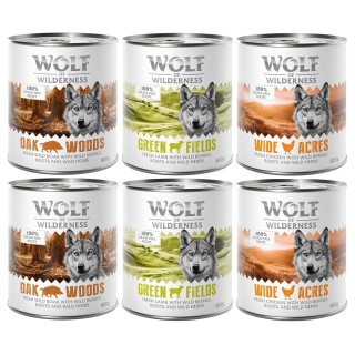 Wolf of Wilderness Adult - Mixpaket - 6 x 800 g: Wildschwein, Huhn, Lamm