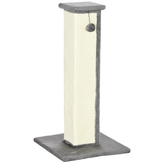 PawHut Kratzstamm  81cm hohe Kratzsäule aus Sisal mit Spielball, ideal für Katzen bis 5kg, Indoor-Nutzung, in Grau und Creme