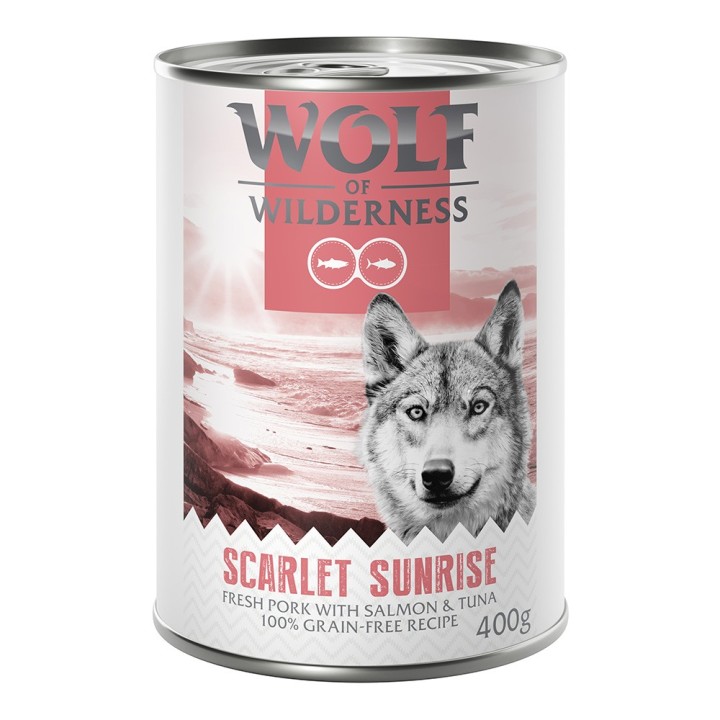 Wolf of Wilderness Adult - mit frischem rotem Fleisch 6 x 400 g  Scarlet Sunrise: Schwein, Lachs und Thunfisch