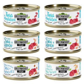 Gemischtes Probierpaket Thunfisch Greenwoods Delight 6 x 70 g - Mixpaket (4 Sorten)