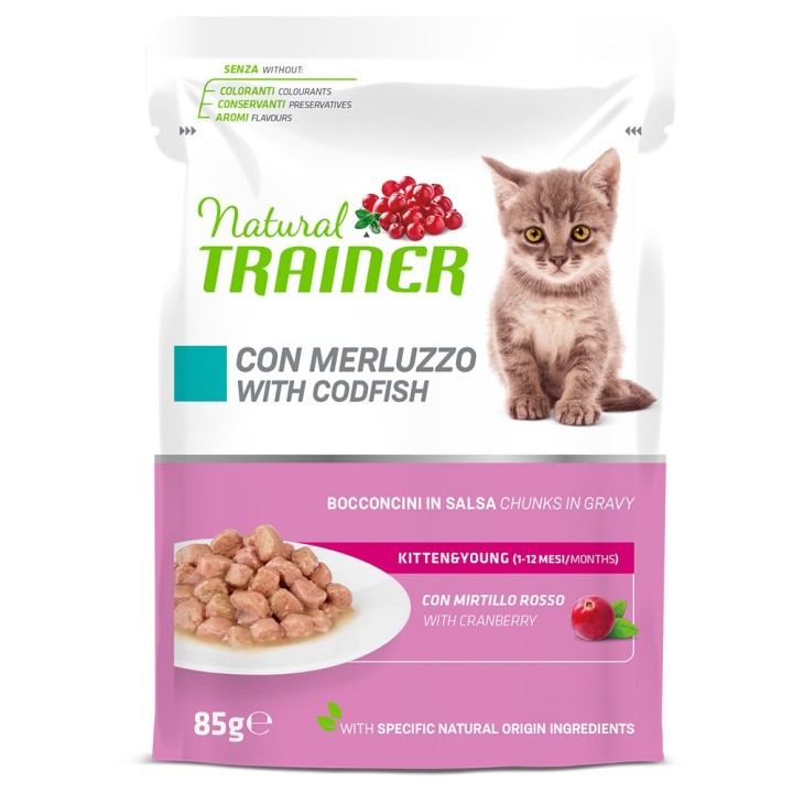 Natural Trainer Kitten & Young  - 12 x 85 g Kabeljau